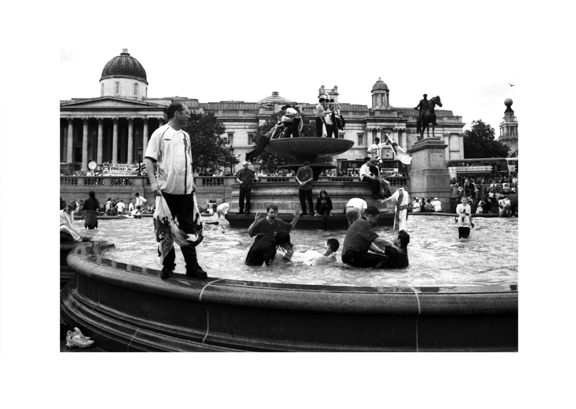 England fans celebrate victory over Denmark / Trafalgar Square WC2 / June 2002