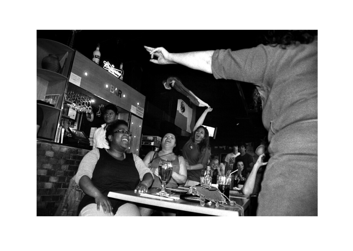 Chile fans celebrate victory over Spain / Elephant & Castle SE1 / June 2014