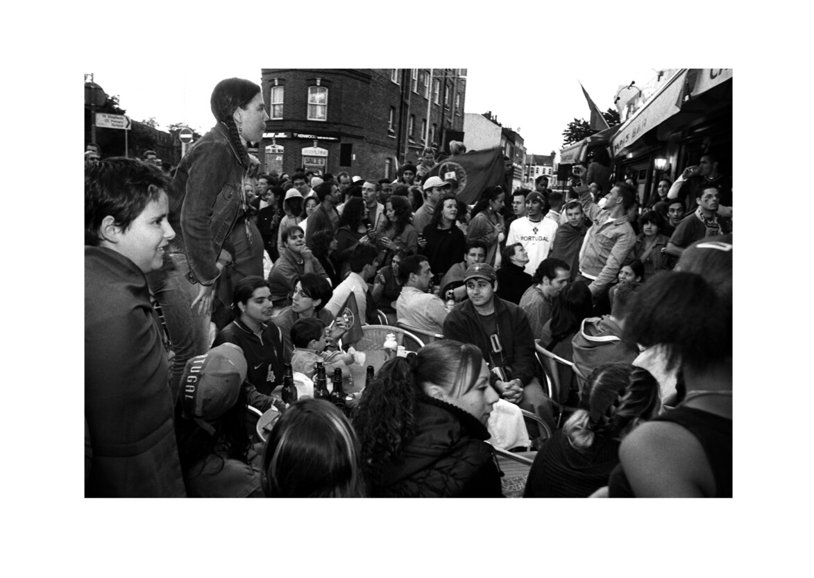 Portuguese fans watching Euro Final / South Lambeth Road SW8 / July 2004